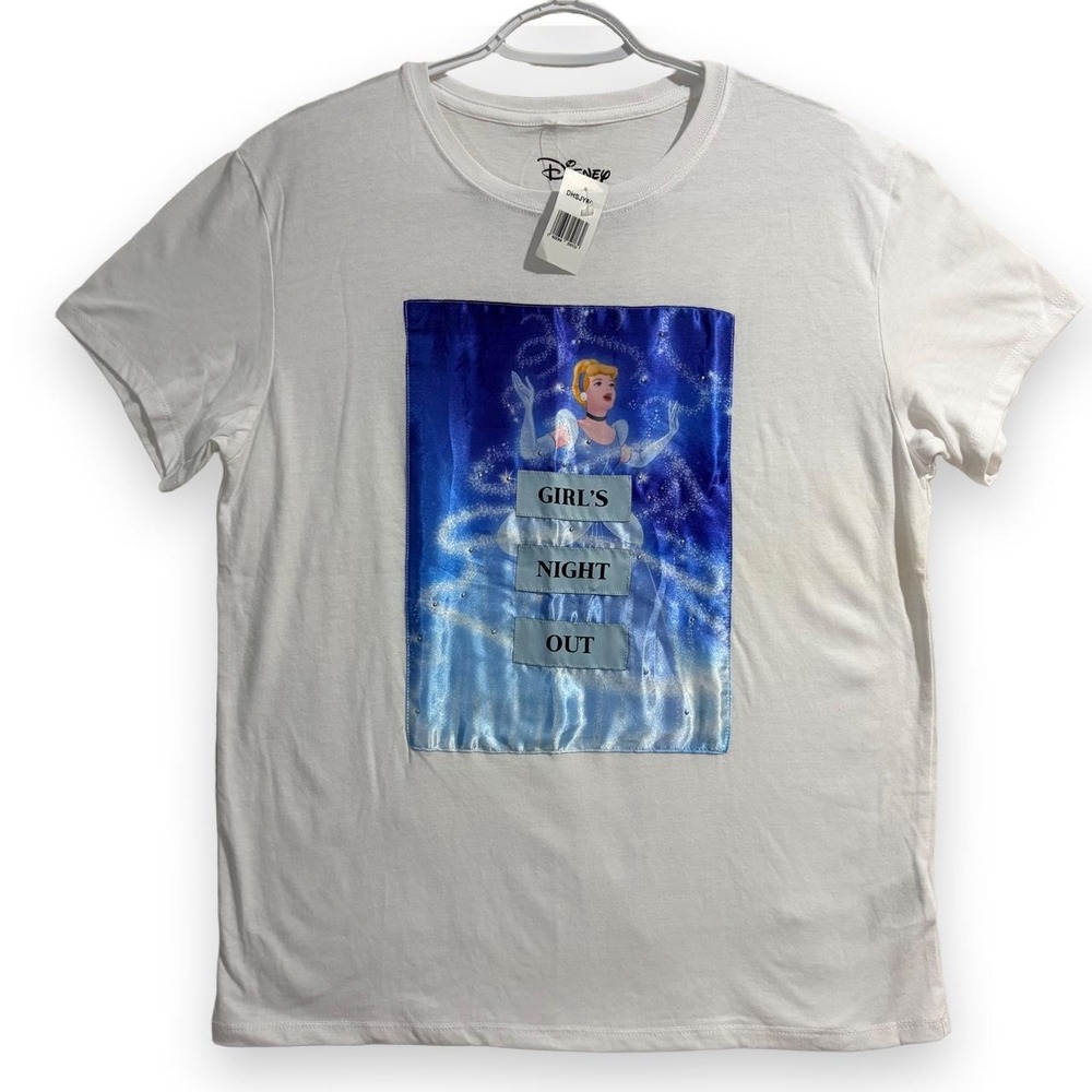 Disney Cinderella Girls Night Out Graphic T-Shirt White Large NWT